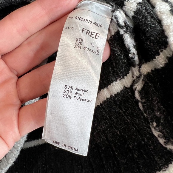 Moussy Sweater Womens‎ Free Size Gray/Black Striped Crew Wool Blend Relaxed Fit - Picture 7 of 13